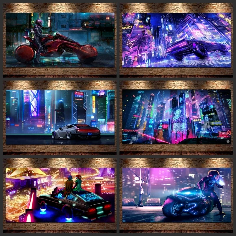 

Posters and Prints of The Future Steam City Sports Car Boy Room Painting on Canvas Art Pictures for Living Room Home Decoration