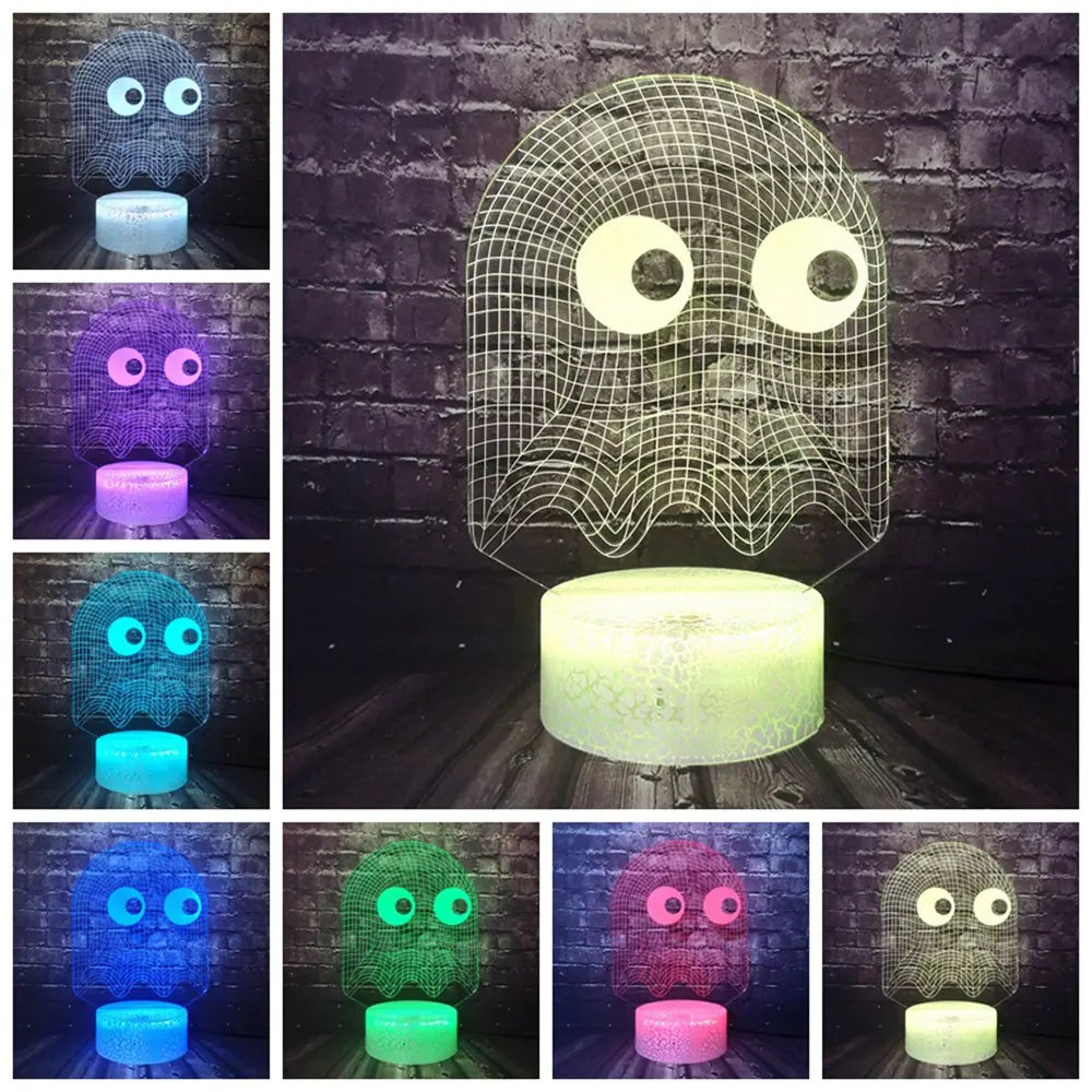 Светодиодный светильник с рисунком игры PACMAN, 7 цветов, безопасная детская настольная Ночная лампа для праздников, вечеринок, лава, рождественский подарок
