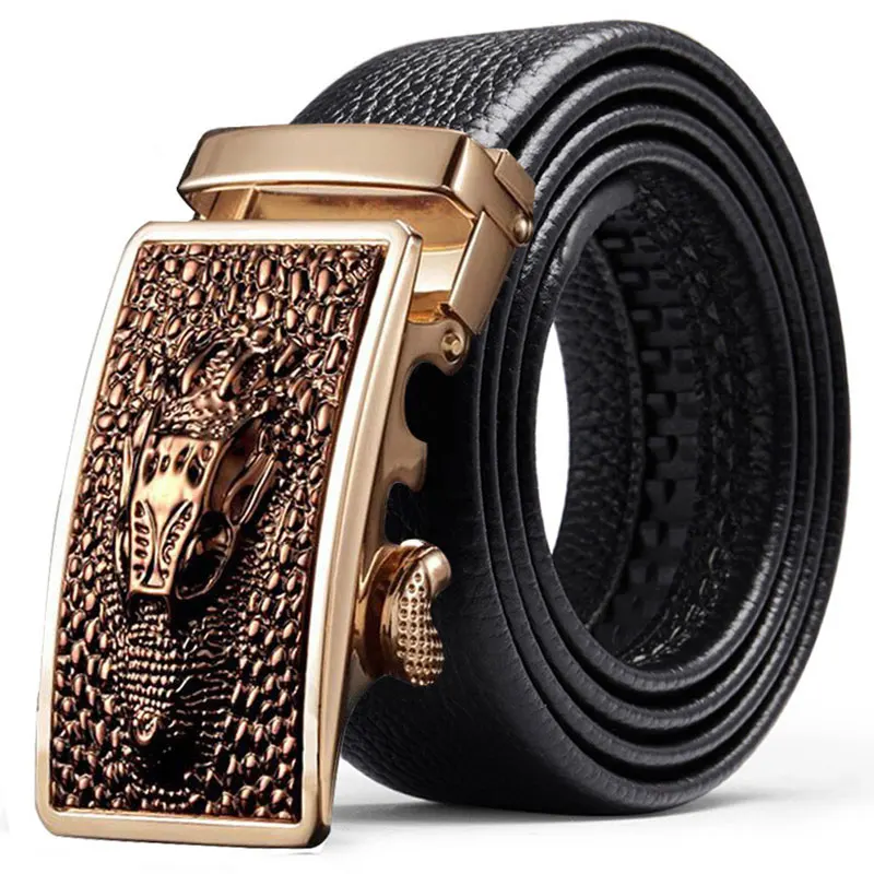130 см модный роскошный мужской ремень из натуральной кожи с автоматической
