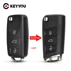 KEYYOU 3 кнопки модификации флип чехол для ключа автомобиля Fob для Volkswagen VW Golf 7 Jetta Passat Beetle Polo Bora