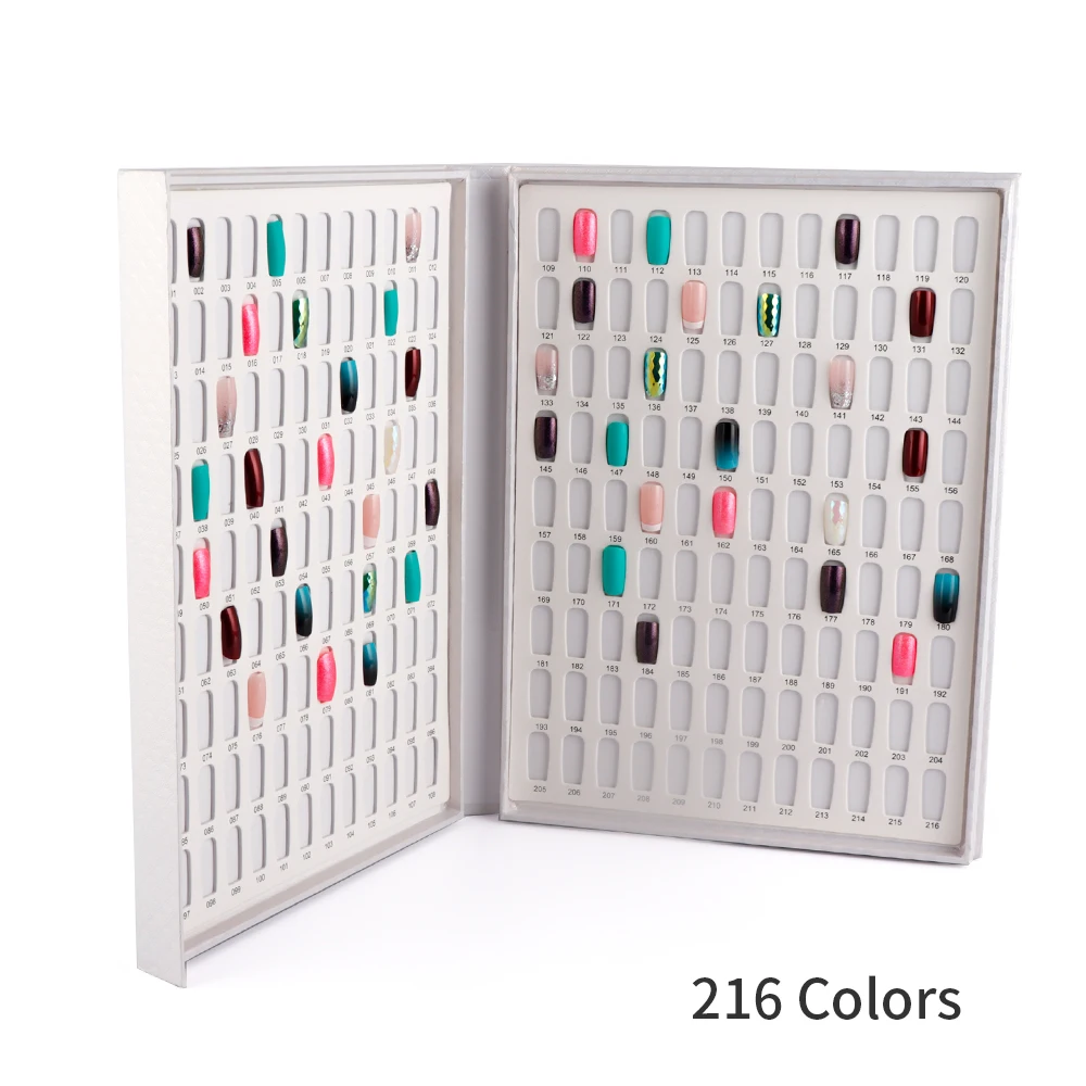 Альбом для демонстрации ногтей белый и розовый ящик 216 цветов карта рисования