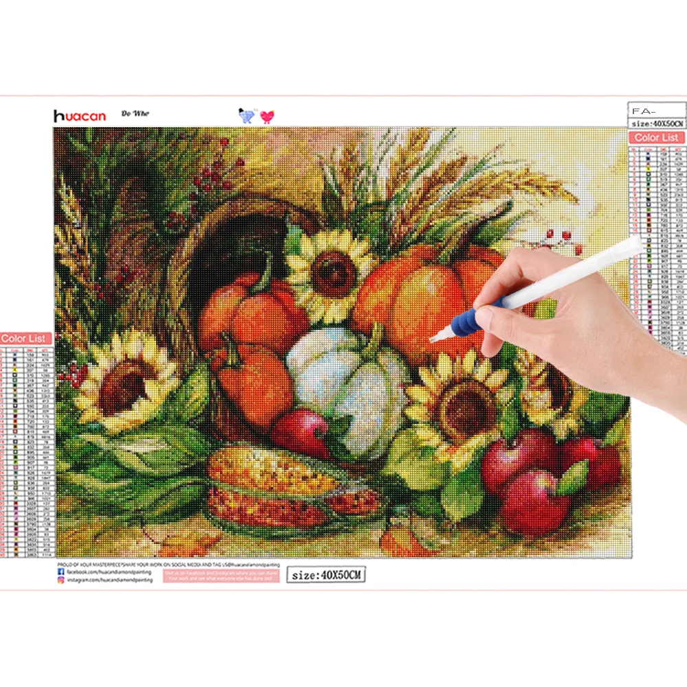 

HUACAN DIY Diamond Painting Sunflower Diamond Embroidery Fruit Pumpkin Rhinestone Of Picture Cross Stitch Flower Home Decoration