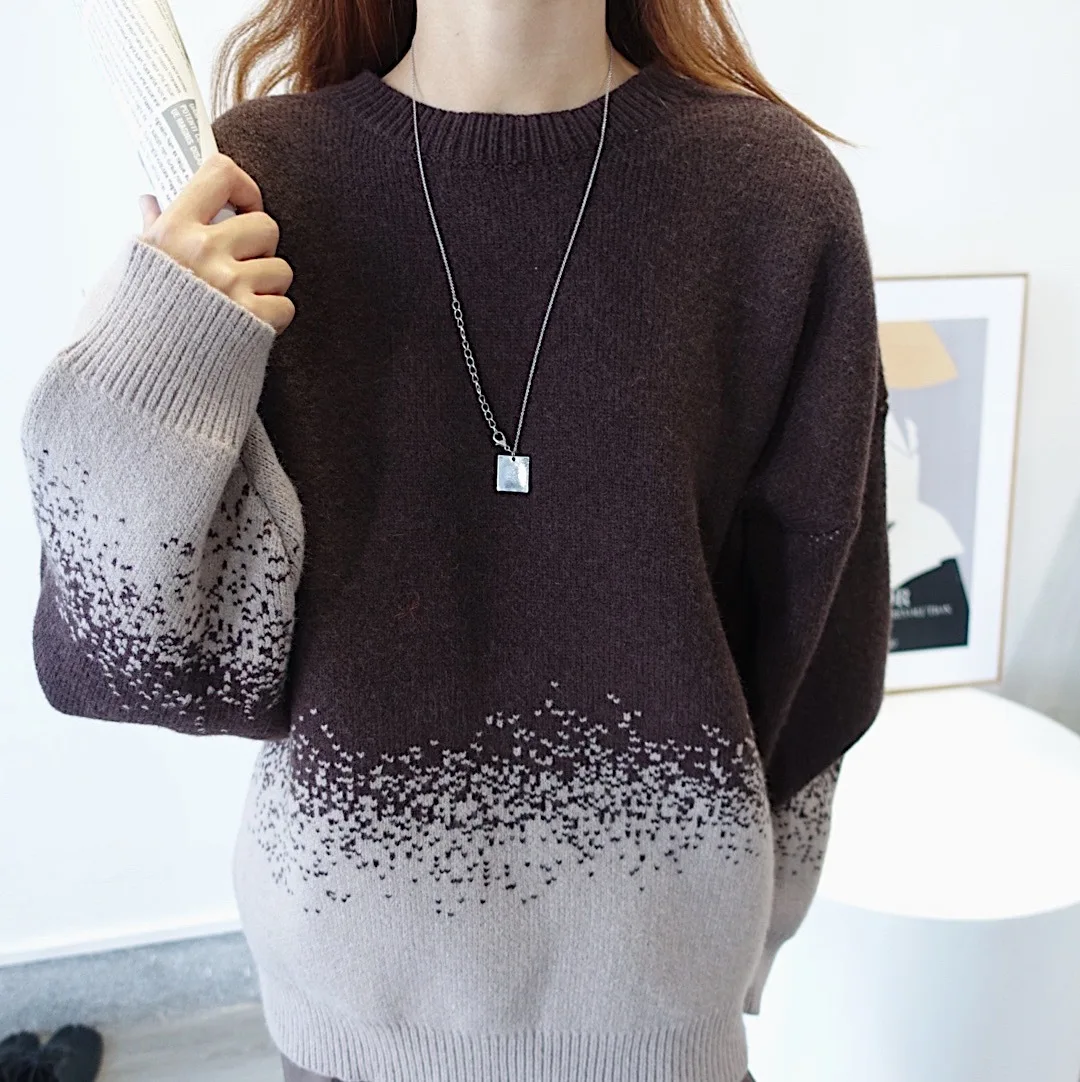 

Fashion Large Size Casual Slim Sweater Autumn Women O-Neck Long Sleeve Strapless Pullovers Sweater Black