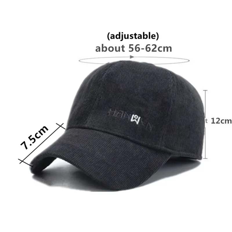 

Snapback Hat Men Embroidery Baseball Cap Winter New Corduroy Cloth Casual Sports Caps Adjustable Size Male Bone Hats Tongue Cap