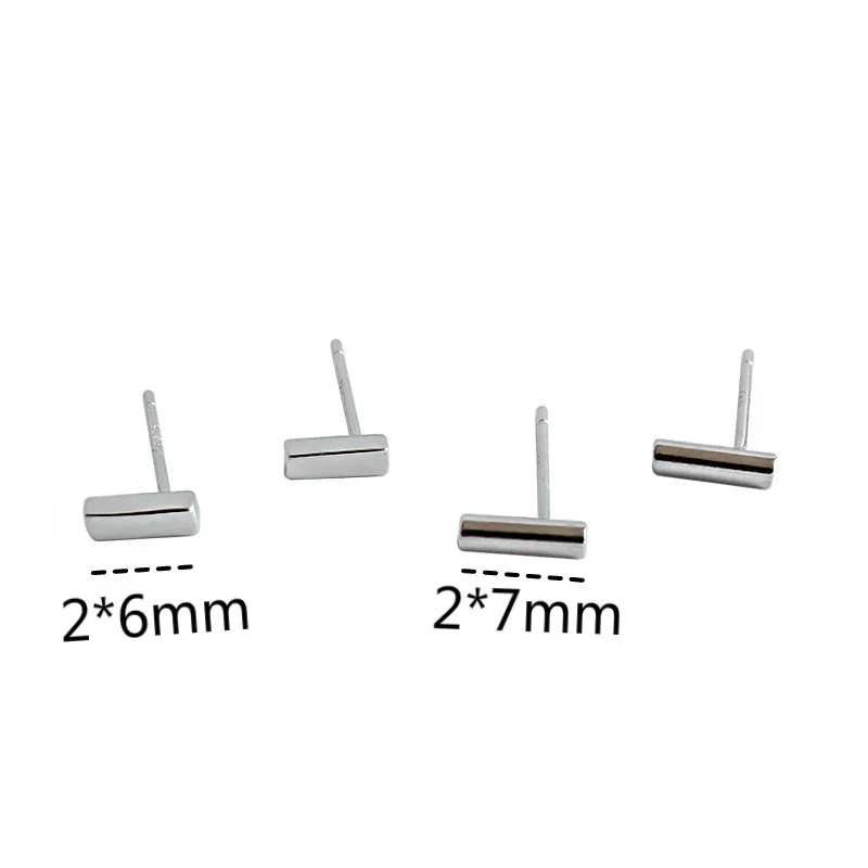 

925 Sterling Silver Square Columns Stud Earrings For Women Minimalist Student Girl Fine Jewelry Flyleaf