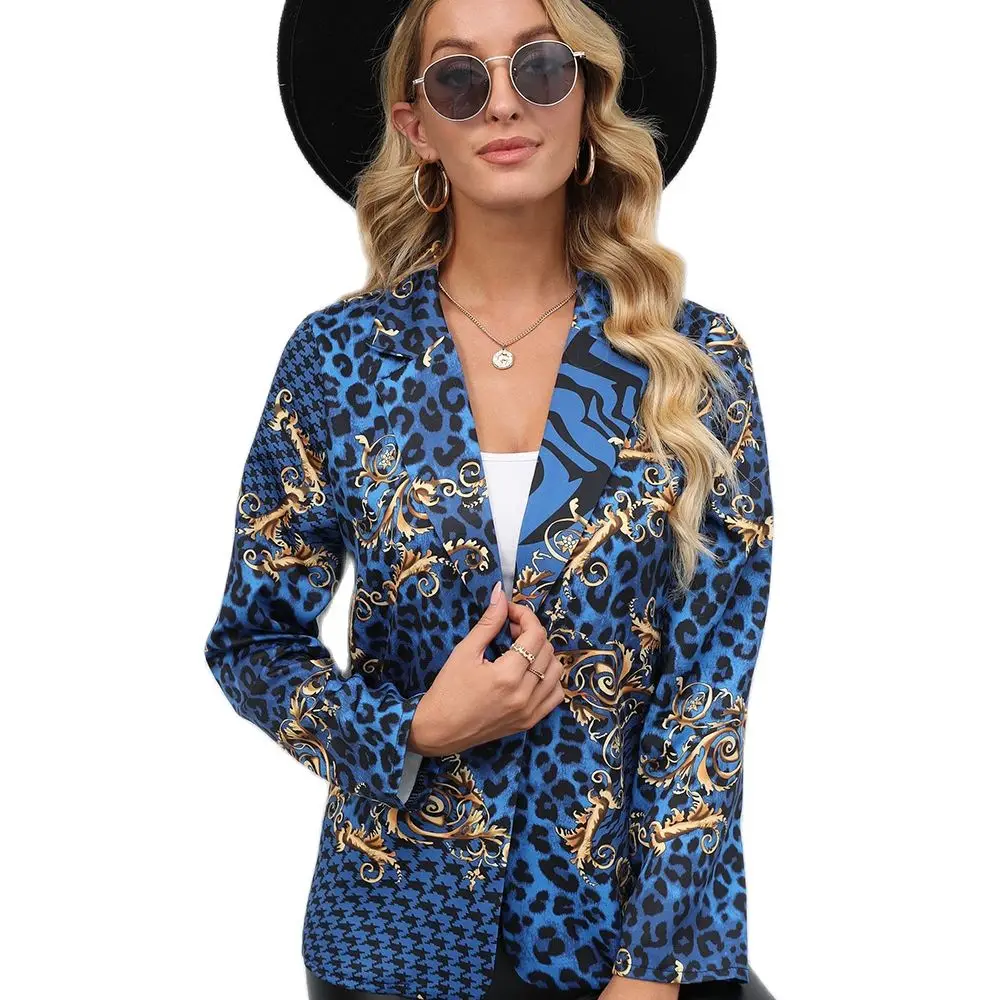 

Женское короткое пальто на пуговицах, повседневная одежда в европейском и американском стиле с леопардовым принтом на весну и осень, Прямая...