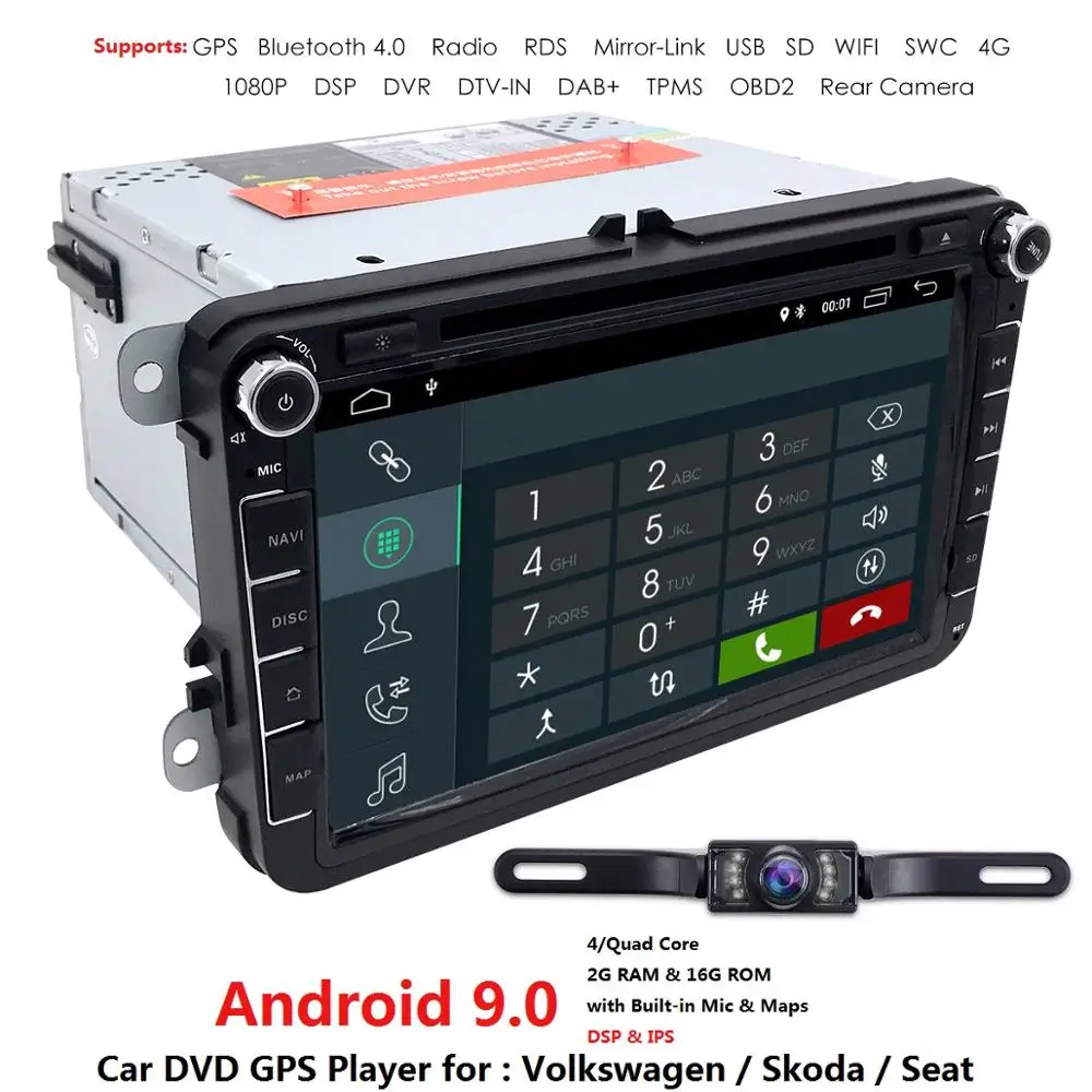 Авторадио Android 9 0 2 Din Автомобильный dvd плеер мультимедиа для V W Passat B6 ccT5 Skoda Octavia Rapid