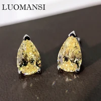 luomansi 100 s925 sterling silver drop shaped high carbon diamond earrings wedding engagement cocktail party fine jewelry