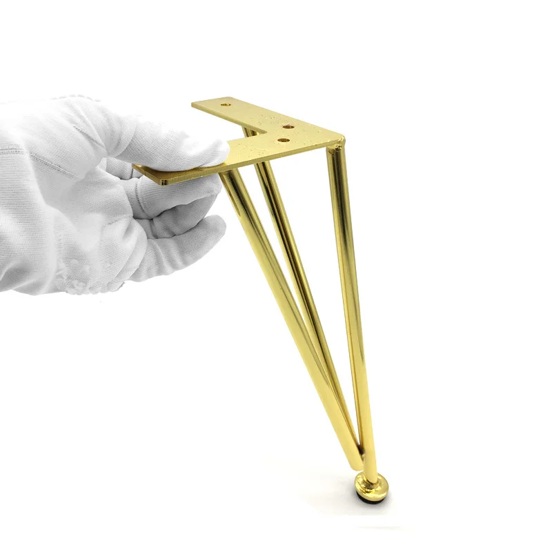 Gold Triangle Furniture Legs Metal Plating Hardware Floor Bracket Foot for Coffee Table Chair Tv Cabinet Sofa Bed Cabinets |