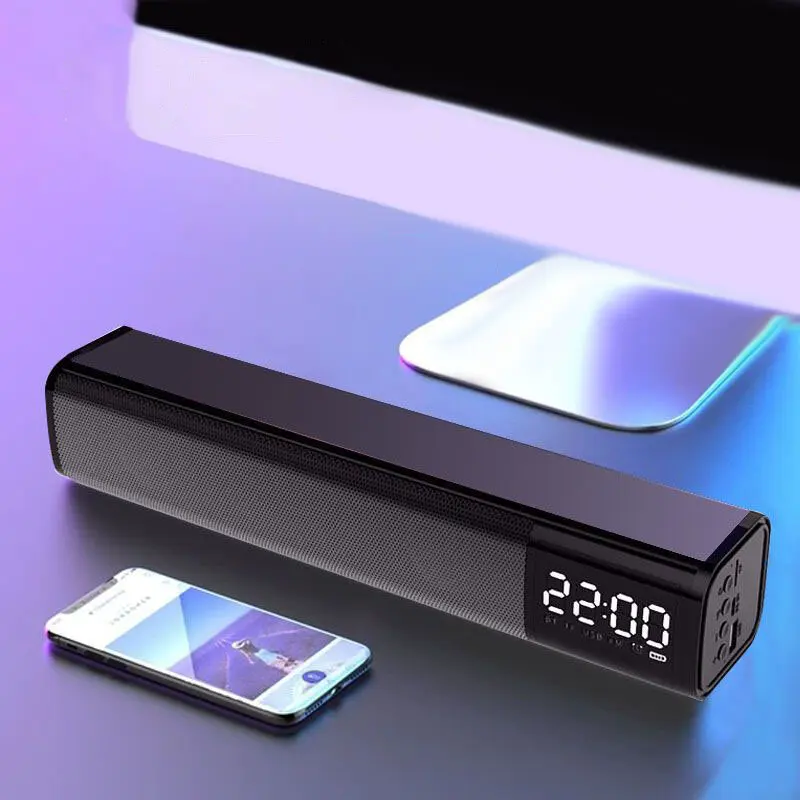 

20W Soundbar Wireless Portable Bluetooth Speaker HI-FI Sound Quality Double Alarm Clock Independent Dual Sound Unit