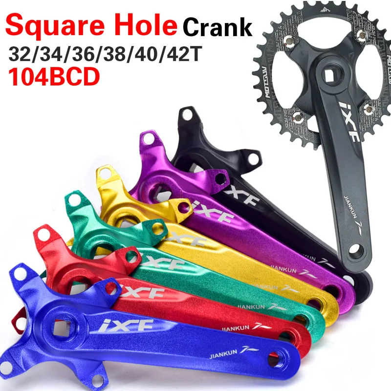 

IXF Square Hole Bicycle Crank Sprocket 104BCD Mountain Bike Crank Aluminum Alloy With Chainrings 30T 32T 34T 36T 38T Bike Declas