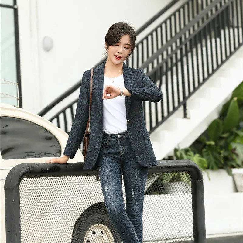 Женский Повседневный блейзер с длинным рукавом элегантная официальная офисная