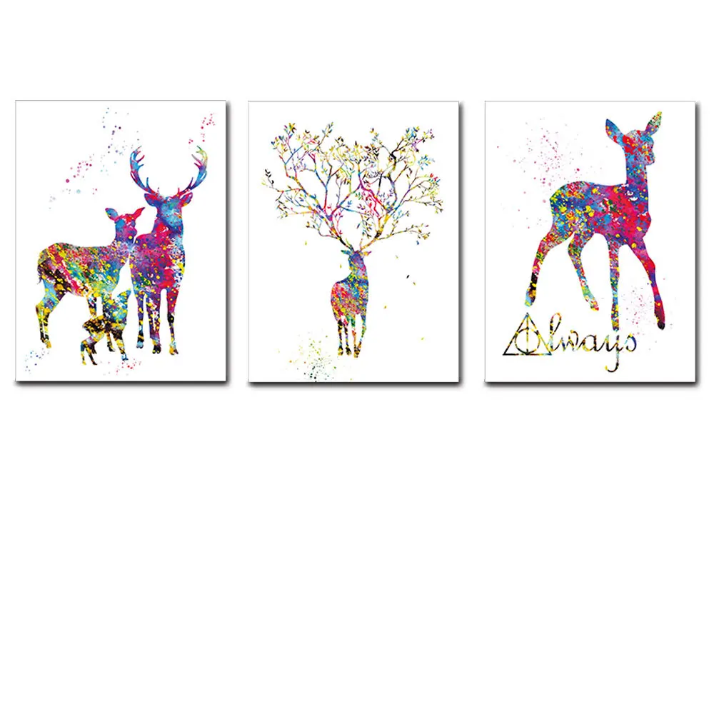 

Oil Painting Nordic Creative Home Canvas Painting Wall Art Watercolor Elk Living Room Bedroom Room Decoration Abstract