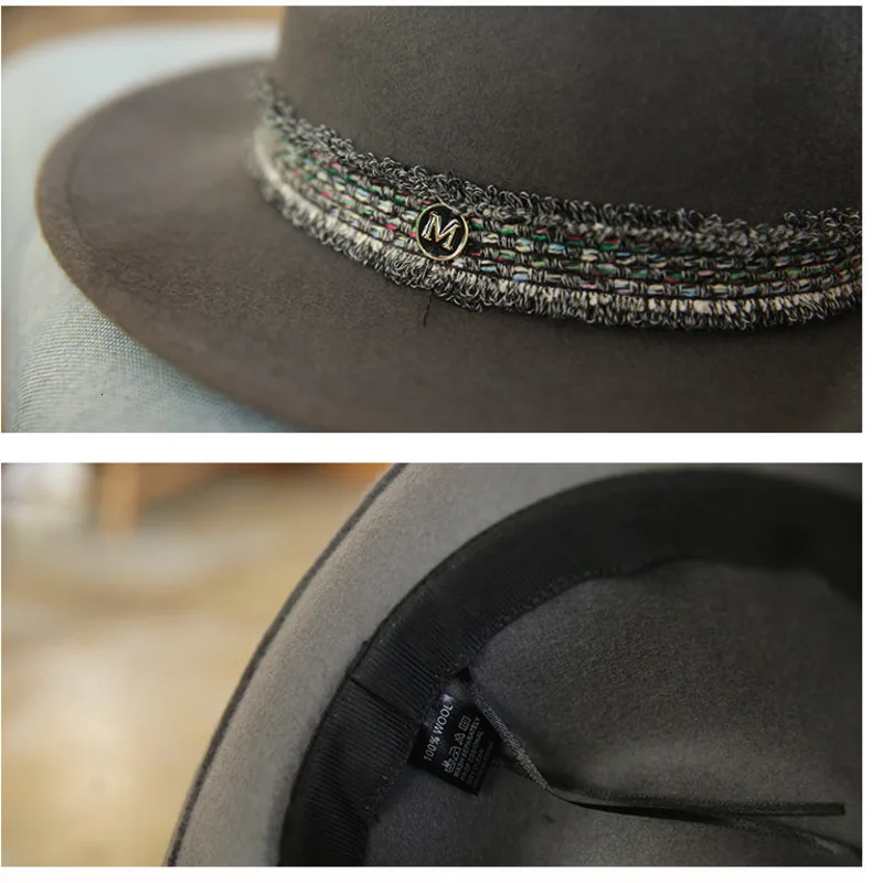 

Winter Autumn100% Wool Women Men Ladies Fedoras Top Jazz Hat European American Round Caps Bowler Hats