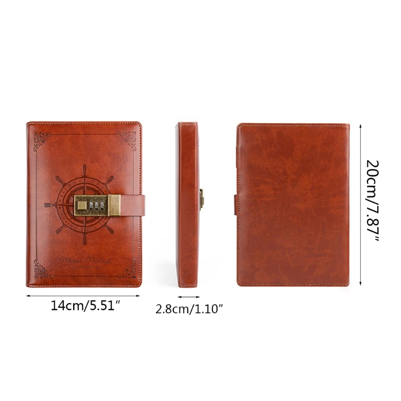 

PU Notebook Notepad B6 w/Password Lock Pen Holder Portable Stationery Travel Journal Notepad Student Office Supplies AXYB