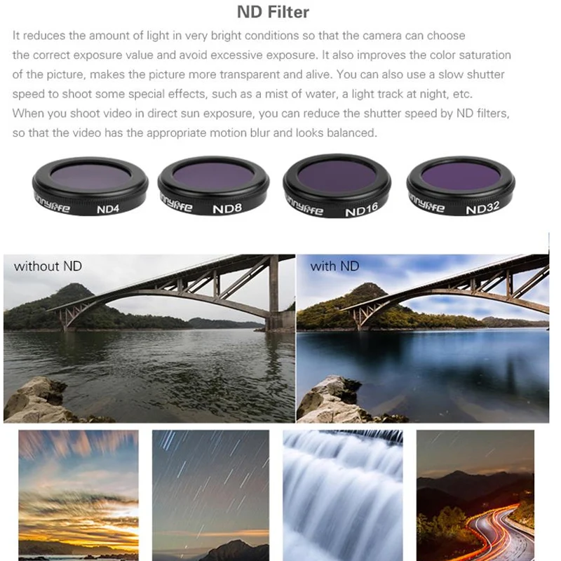 Фильтр для дрона UV CPL ND8/ND16/ND32 ND64-PL поляризационные фильтры нейтральной плотности Набор для DJI Mavic 2 Zoom Drone аксессуары