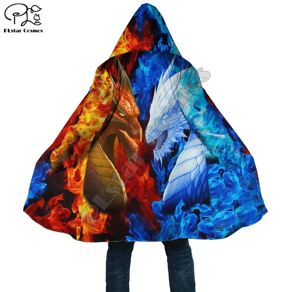 PLstar Cosmos Amazing Dragon 3D Print Fashion Winter Men/Women Hooded Cloaks Fleece Wind Breaker Unisex Casual Warm Overcoat D2