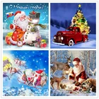 Алмазная живопись на всю площадьвышивка, алмазная круглая мозаика ручной работы с шипами, Рождественский Набор для вышивки крестиком, украшение для дома