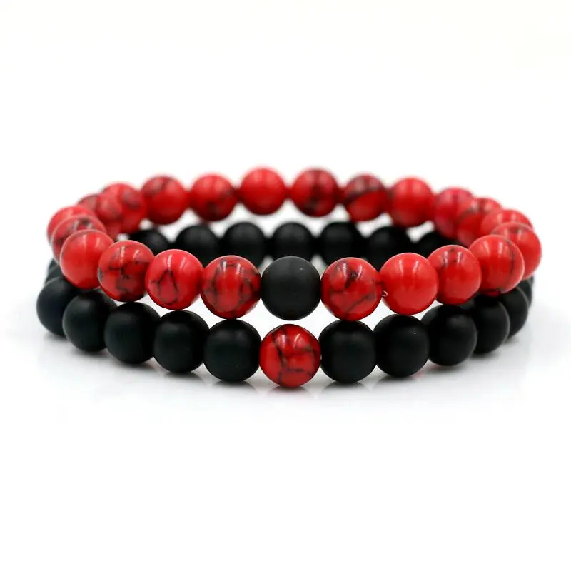 2 шт./компл. Пары Браслет дистанции Классический Натуральный Камень белого и