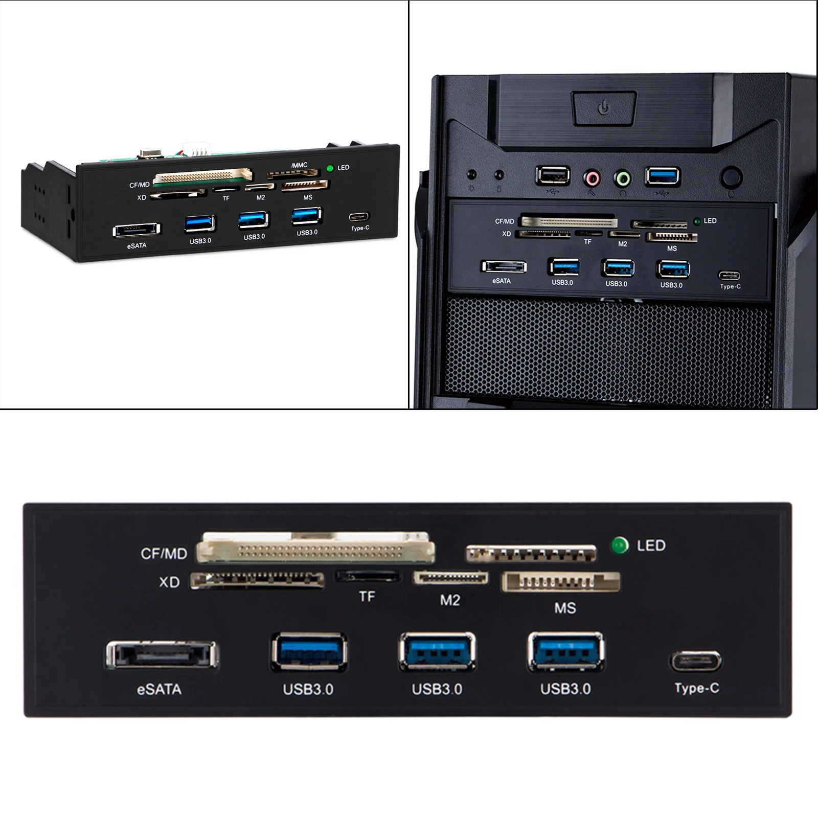 5 25 дюймовый внутренний кардридер приборная панель ПК передняя USB 3 0 w/ 3.0 Type-C порт