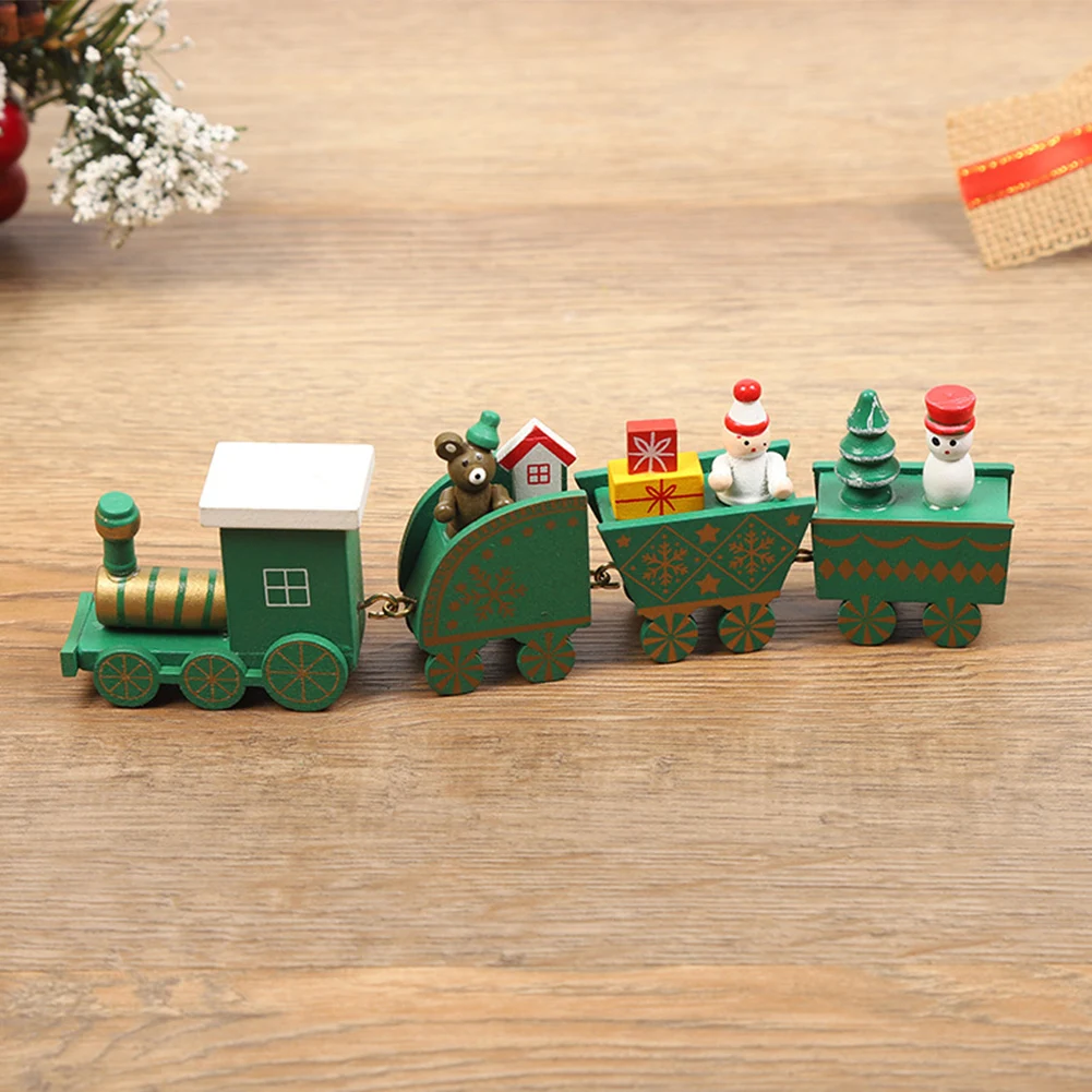 

Рождественский деревянный поезд с Сантой, игрушки, маленькая фотография для детей, Рождественский домашний стол, праздничные витринные укр...