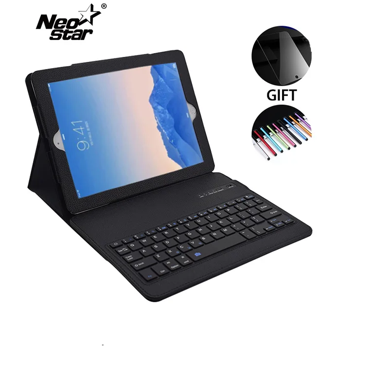 Чехол для iPad Air 2 для iPad 5 6, Съемный беспроводной Bluetooth клавиатура, кожаный чехол, подставка с защитой экрана, стилус