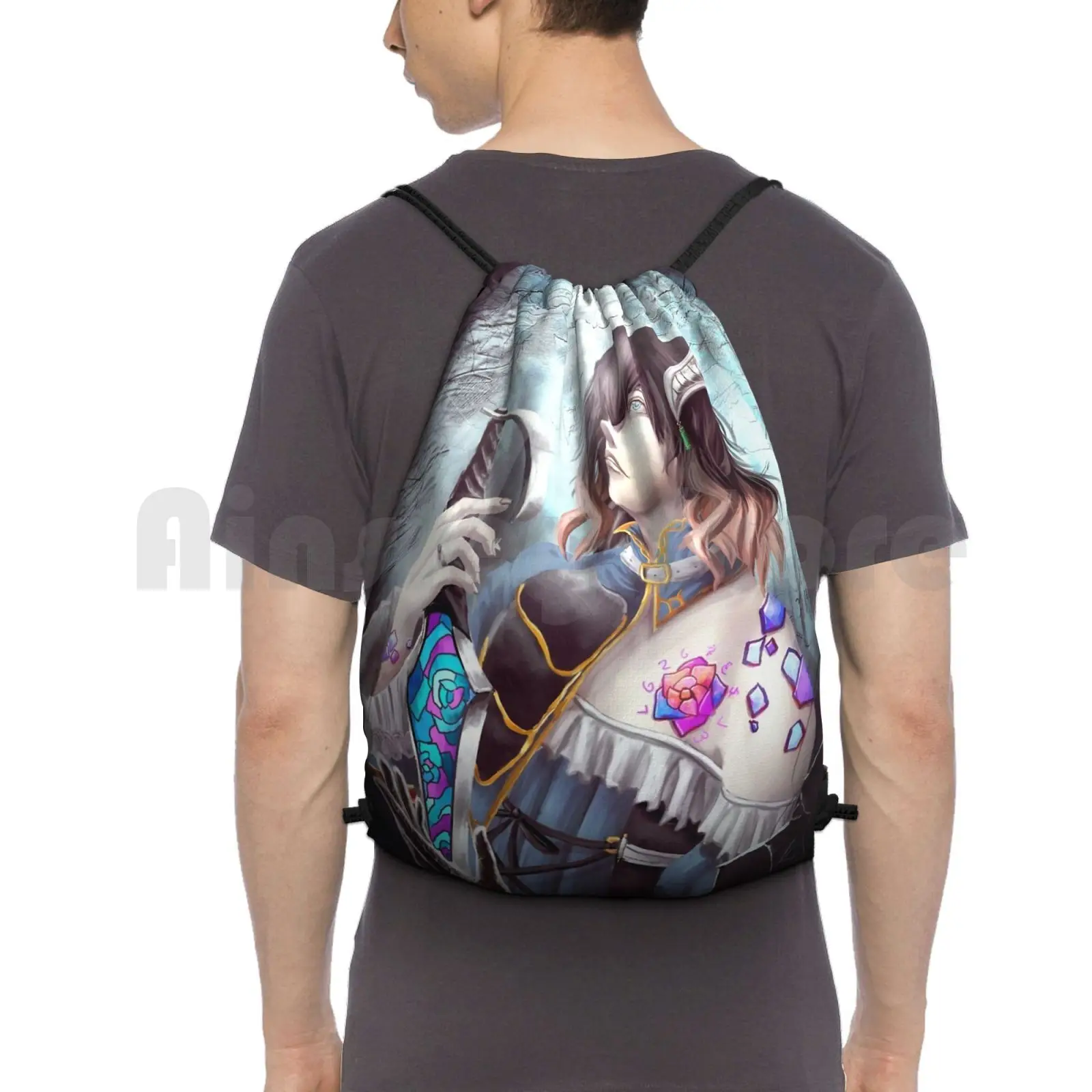 

Bloodstained Backpack Drawstring Bags Gym Bag Waterproof Bloodstained Castlevania Miriam Gothic Fanart Fan Art Gotique