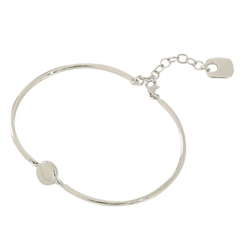 

F.I.N.S Minimalist S925 Sterling Silver Bracelet Bangle Simple Geometric Round Tube Chain Bracelets for Women Decoration
