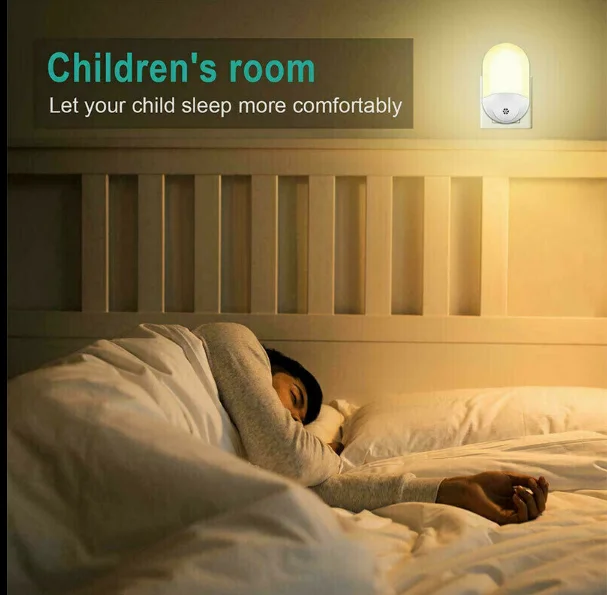 

Automatic LED Night Light Wall Plug In Dusk to Dawn Sensor Light Lamp Warm White US/EU Plug home for child