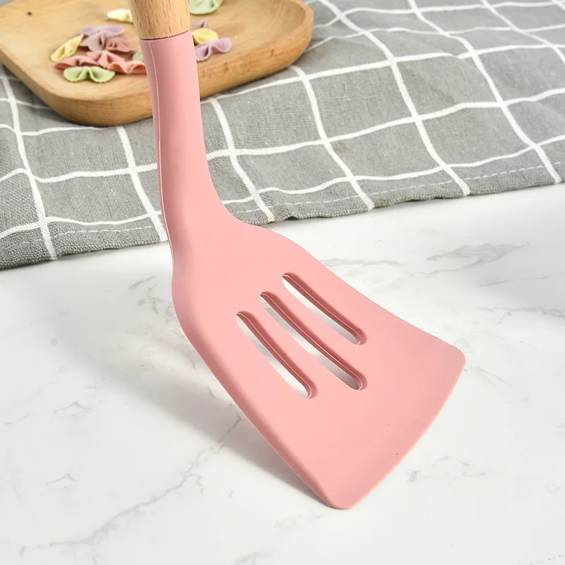 Силиконовые кухонные принадлежности набор лопата с деревянной ручкой ложка