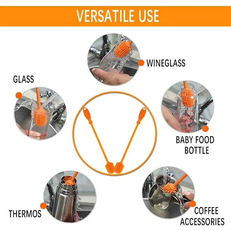 Силиконовая бутылка щетка с ручкой 15 дюймов силиконовая Чистящая Щетка для