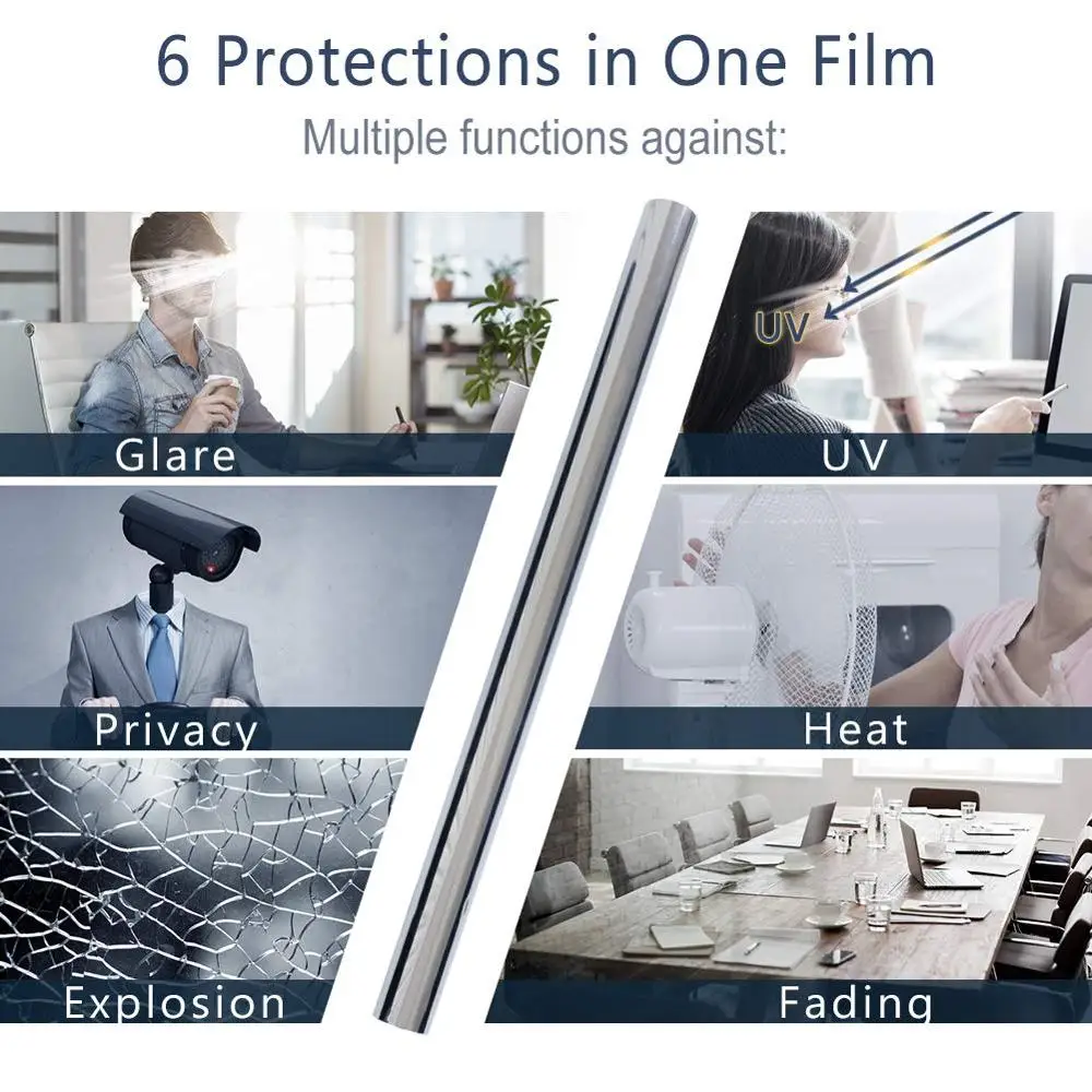 Односторонняя оттенка 200 см серебристая зеркальная Светоотражающая оконная