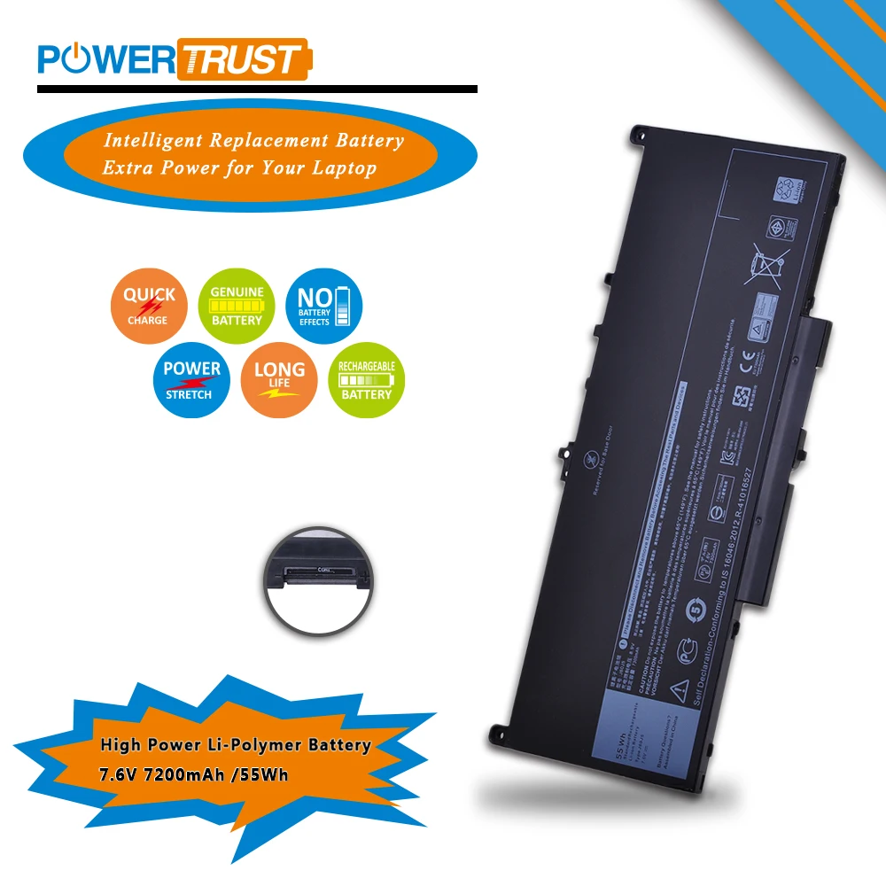 Аккумулятор J60J5 для ноутбука Dell Latitude E7270 E7470 Series MC34Y 0MC34Y R1V85 451 BBSX BBSY BBSU 242WD