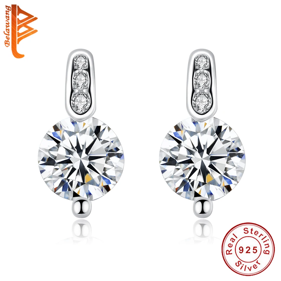 Женские серьги-кольца из серебра 925 пробы с прозрачными кристаллами | Украшения и