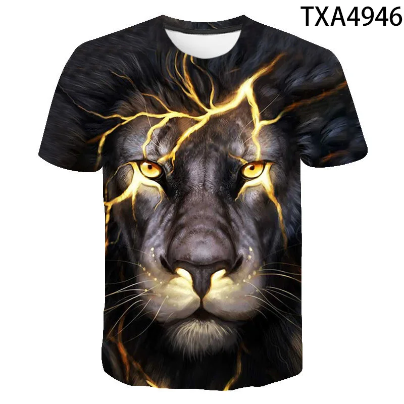 

Новинка 2020, летняя футболка с 3D рисунком льва для мужчин, женщин и детей, Повседневная модная уличная одежда для мальчиков и девочек, детская футболка с принтом, крутые топы, футболка