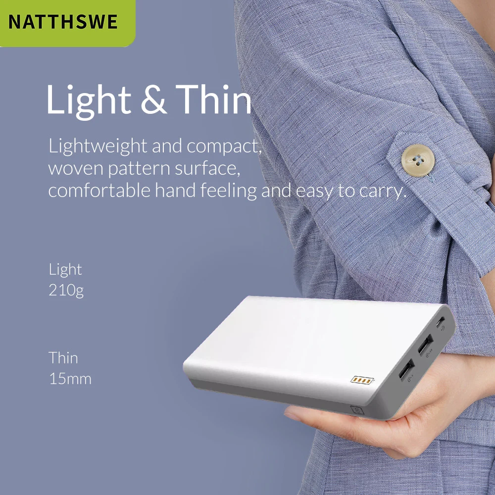 NATTHSWE 20000 mAh power Bank PD Быстрая зарядка 3 0 bank для Xiaomi Mi 9 портативный внешний