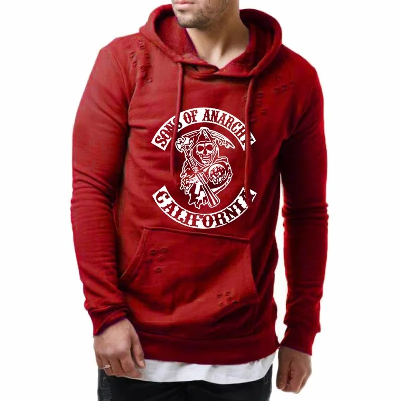 Толстовка мужская с принтом скелета Модный повседневный свитшот худи