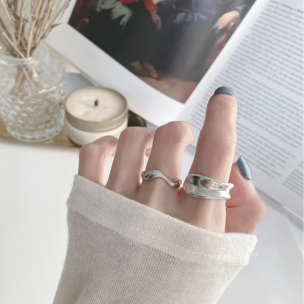 

Silver Color Charming Irregular Geometric Rings Creative Open Ring For Women Party Gifts Accessories Vintage Exquisite Jewelry