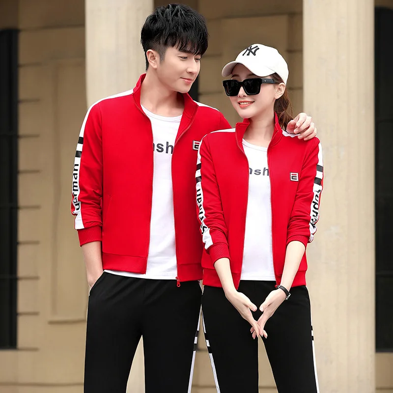 the spring and autumn 2020 couples leisure sport suit men code running dance clothing female three-piece wholesale | Женская одежда
