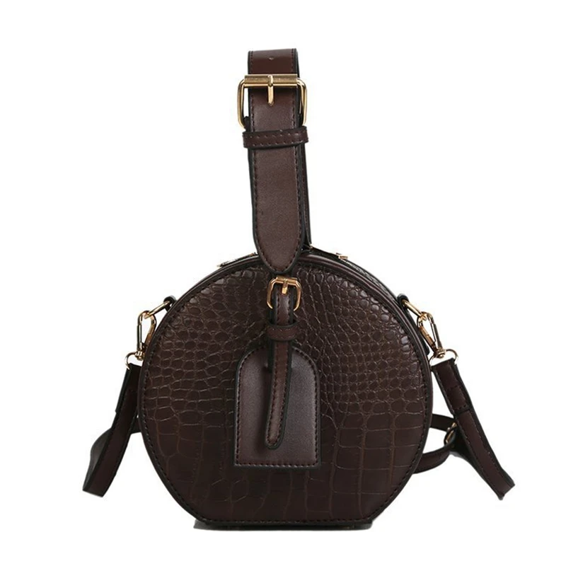 

Fashion Women's Round Handbag Messenger Shoulder Bags For Female 2022 Crossbody Bag Classic Alligator Pattern Handle Purse Bolsa