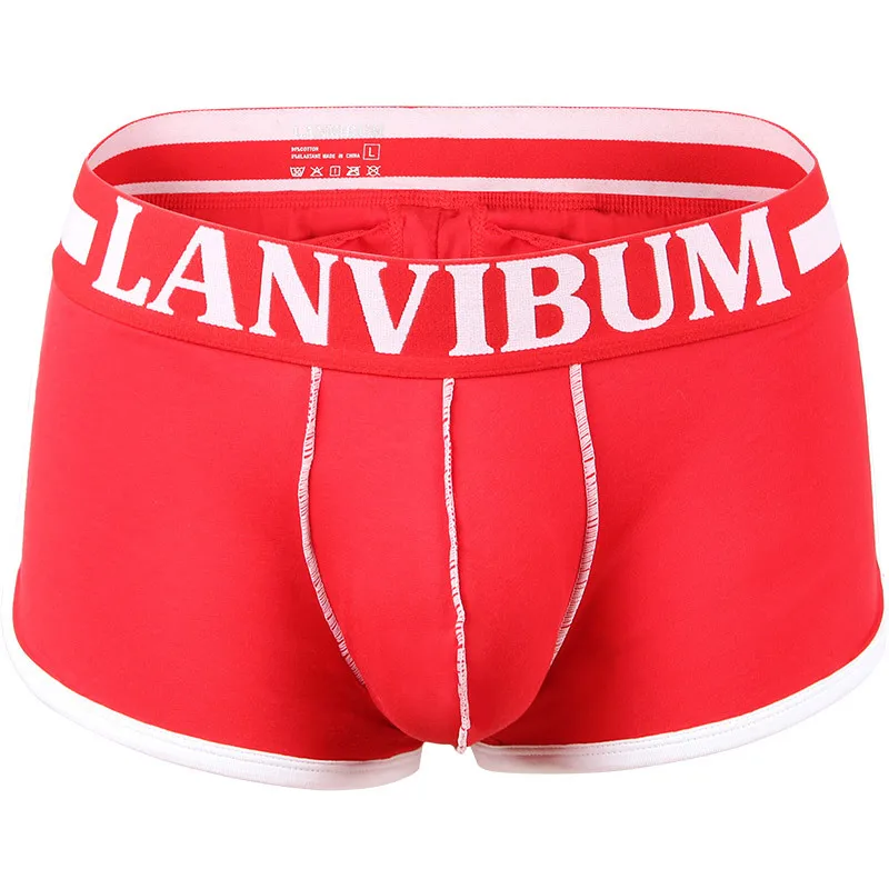 LANVIBUM мужские трусы боксеры cueca хлопковые Лоскутные Мягкие Трусы Шорты Мужские