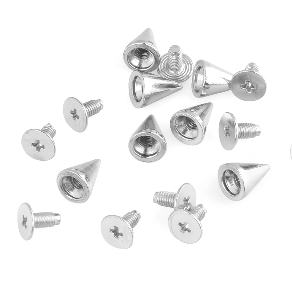

10/20/50/100PCS 10mm Studs Cone Warhead Screw DIY Spikes Leathercraft Crafts Nails Silver Garment Rivets Punk Clothing Metal Bag