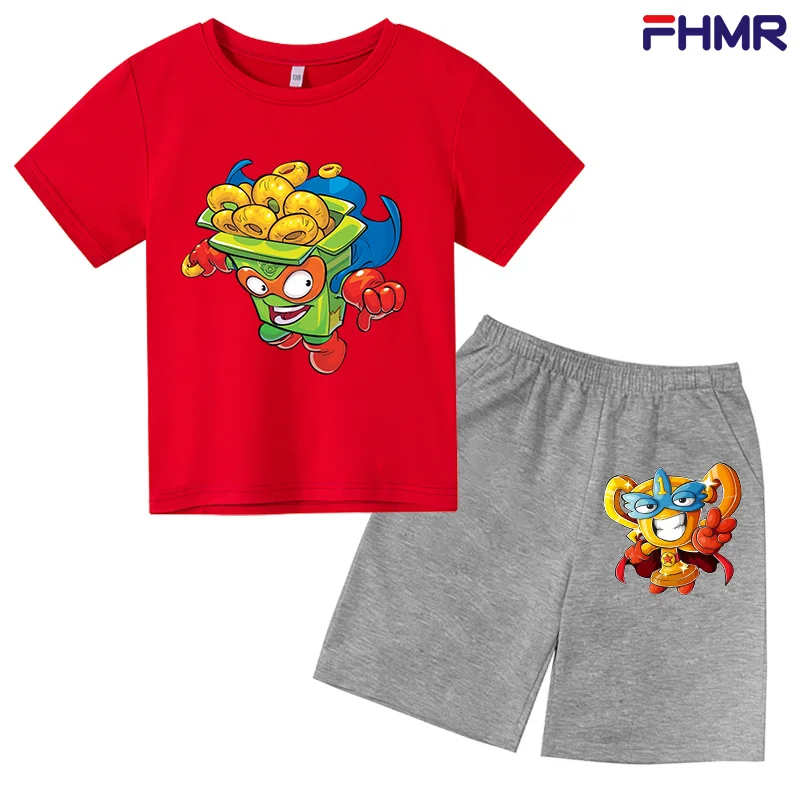 

Summer Super Zings Children Cotton Clothes Kids T-shirt Suit Superzings Toddler Baby Boy Girl Sportshirt Beach Pants Sets 4T-14T