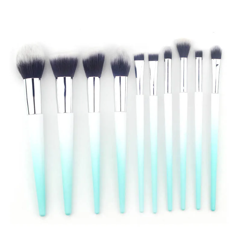

10 PCS Gradient Makeup Brush Beauty Tools Eye Shadow Brush Eyebrow Brush Foundation Brush Travel Set Portable New 2021