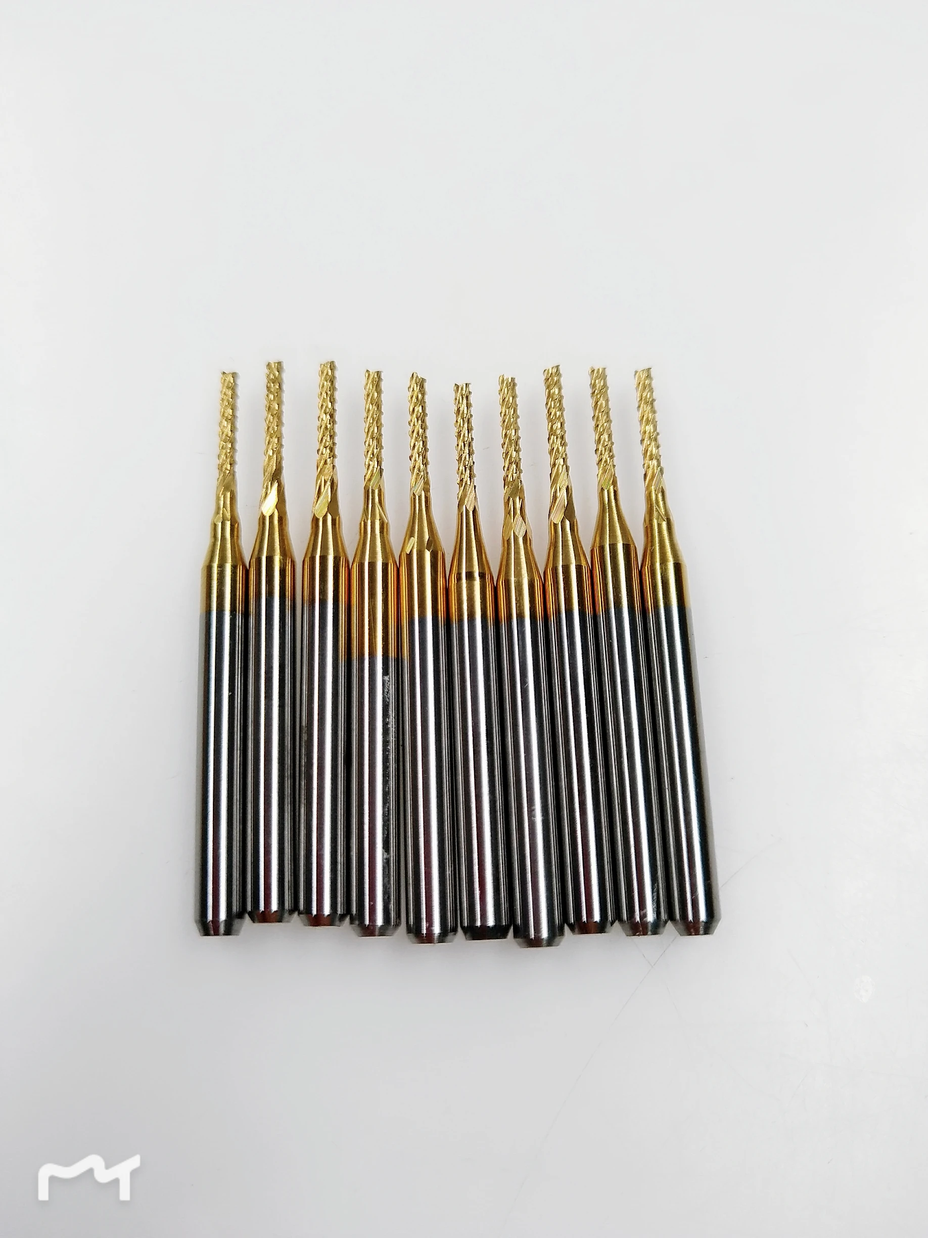 

Pouvoir 10Pcs 0.8mm Titanium Coat Carbide End Mill Engraving 1/8 Inch Shank