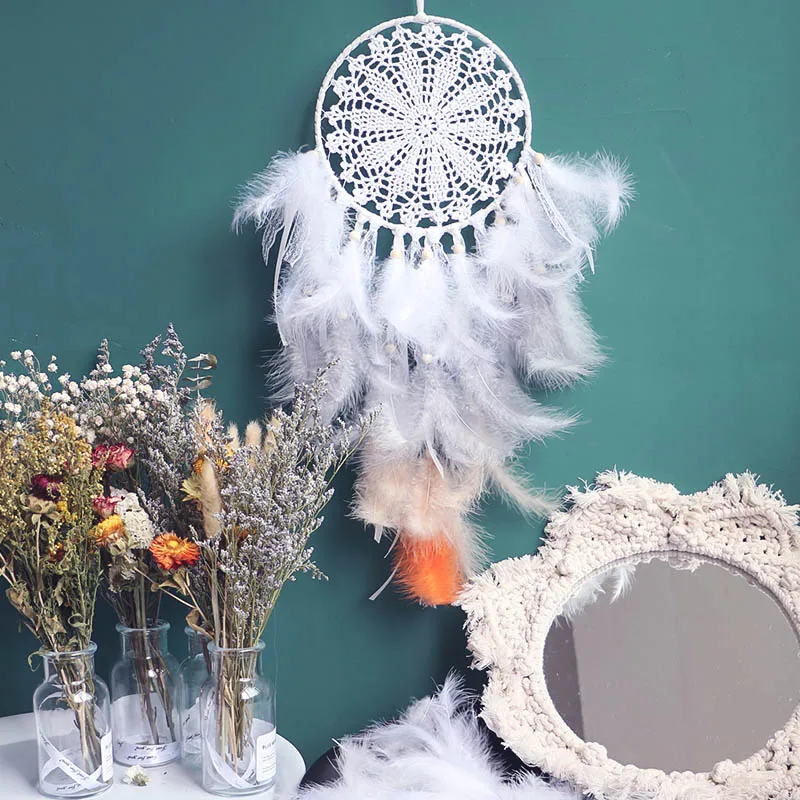 Большие белые ловцы снов украшение для детской комнаты в скандинавском стиле
