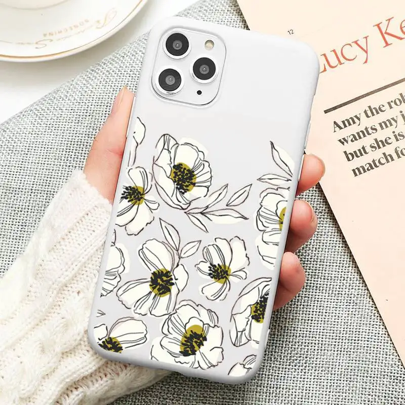 

flower rose daisy leaf pattern Phone Case Candy Color for iPhone 6 6S 7 8 11 12 XS X SE 2020 XR mini pro Plus MAX funda