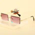 Солнцезащитные очки в стиле ретро женские, брендовые дизайнерские без оправы градиентный очки с режущими линзами без оправы для вождения, 2020