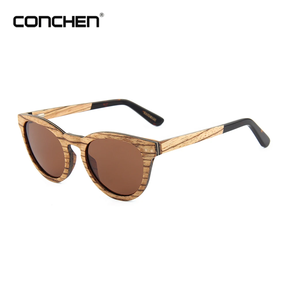 Мужские поляризованные солнцезащитные очки CONCHEN с деревянными пружинными