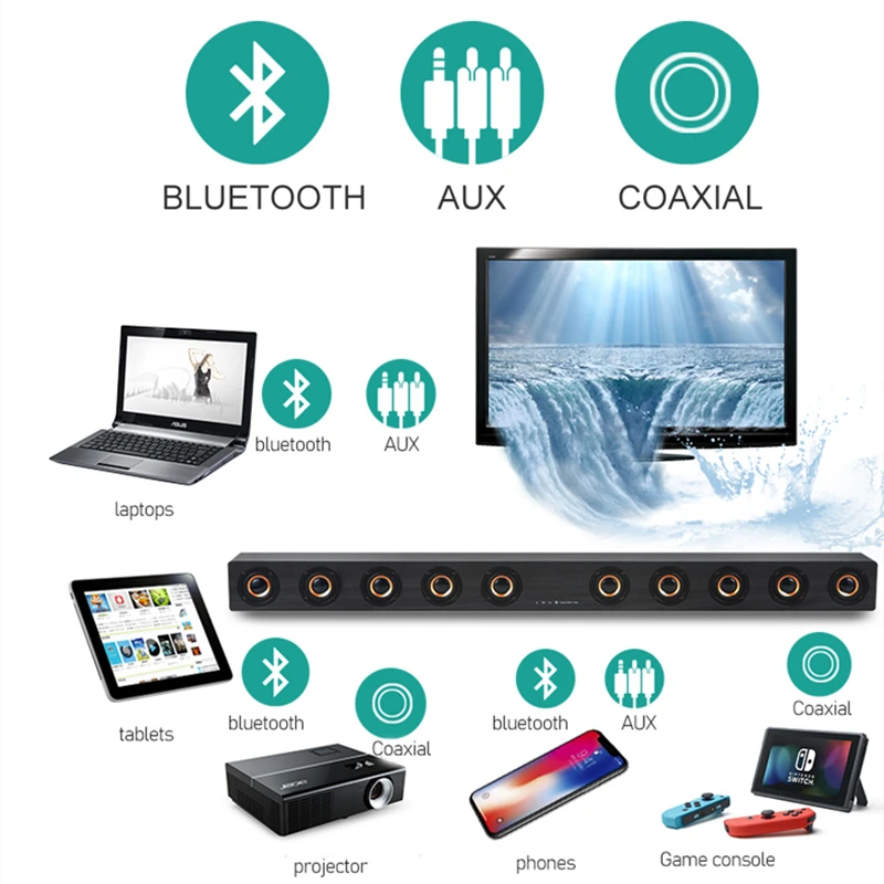 Домашний кинотеатр деревянный Bluetooth динамик 8 колонок s + 2 низкочастотных
